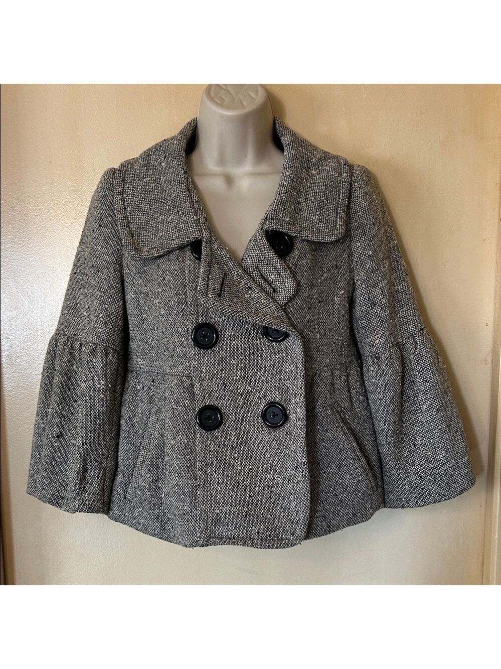 Olive des Olive Black and White Double-Breasted Tweed Jacket size S